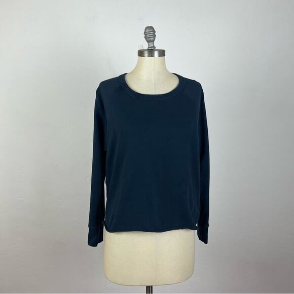 James Perse Dark Blue Raw Hem Crewneck Sweater - Picture 1 of 8